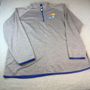 Profile Varsity Kansas Jayhawks 1/4 Zip Pullover Mens 3XLT Gray Blue Big & Tall